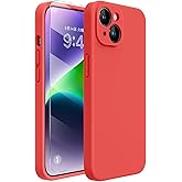 Miracase Designed for iPhone 14 Case with Screen Protector,[Upgraded Enhanced Camera Protection],Shockproof Liquid Silicone Case with Microfiber Lining, 6.1 inch, Red