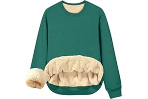 lcziwo Women's Sherpa Lined Sweatshirt Fleece Crew Neck Long Sleeve Pullover Thermal Casual Comfort Winter Warm Tops