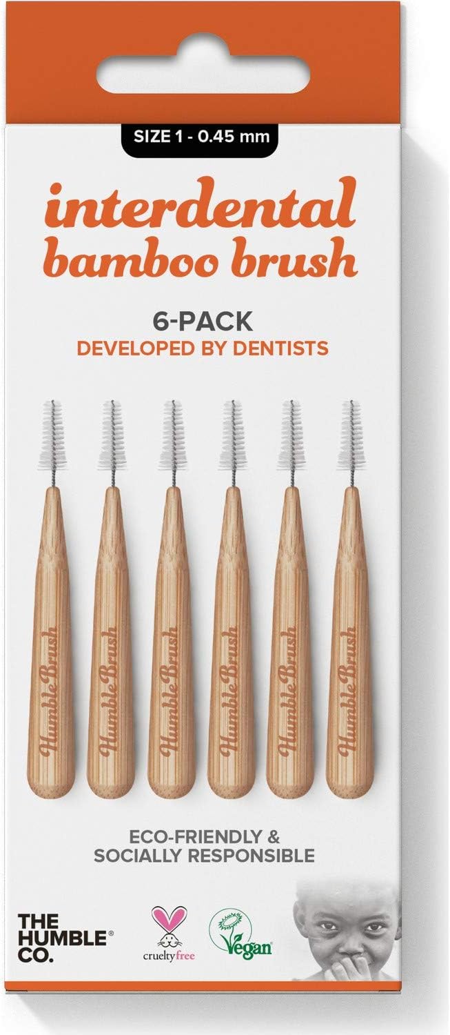 The Humble Co Bamboo Interdental Brush Size 1 Naranjathe, 300 g, Pack of 1, Orange, 6 count (Pack of 1)
