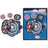 Captain America with American Star Red White Blue Shield Marvel Comics Avengers Assemble Movie Auto Car Truck SUV Vehicle Garage Home Office Wall Decal Sticker - 4pc Stick Onz