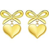 PLwelth Bow Earrings Pearl Drop Earrings for Women Cute Rhinestone Dangle Long Tassel Earrings Gifts for Her Christmas