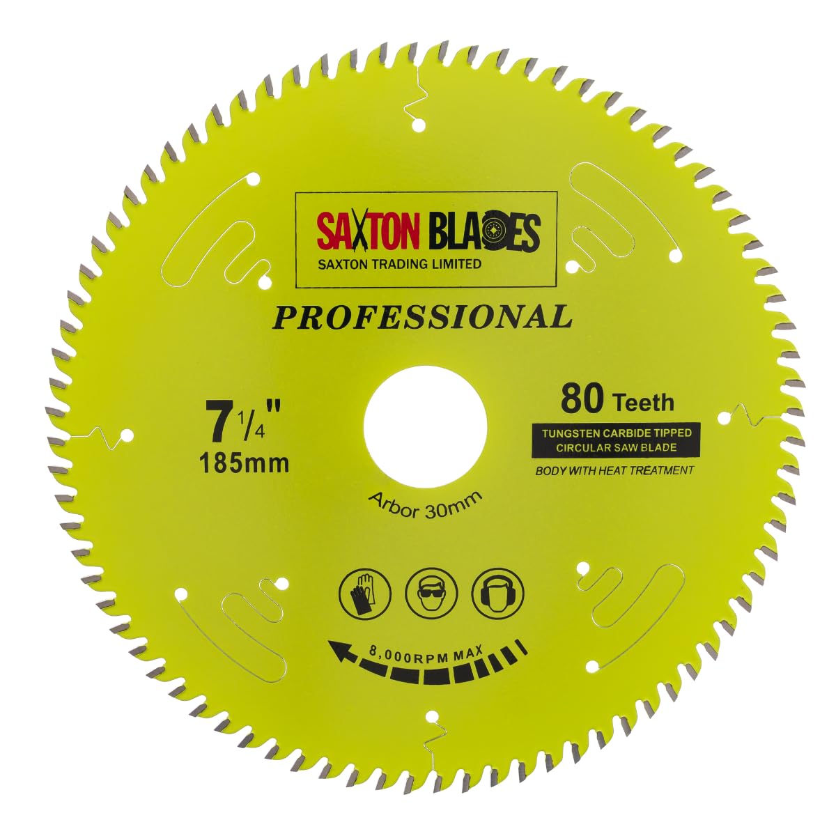 TCT18580TPRO Saxton Professional Range TCT Circular Saw Blade 185mm x 80T x 30mm Bore, 16, 20, 25mm reduction rings Compatible with Bosch Makita Dewalt etc
