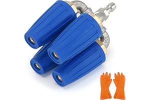 FQRANBO 4-in-1 Turbo Nozzle Pressure Washer Tip with Gloves, 2.5 Orifice Quadruple Turbine Nozzle, 360° Rotating with 1/4" Quick Connector for Pressure Washer, 4000 PSI