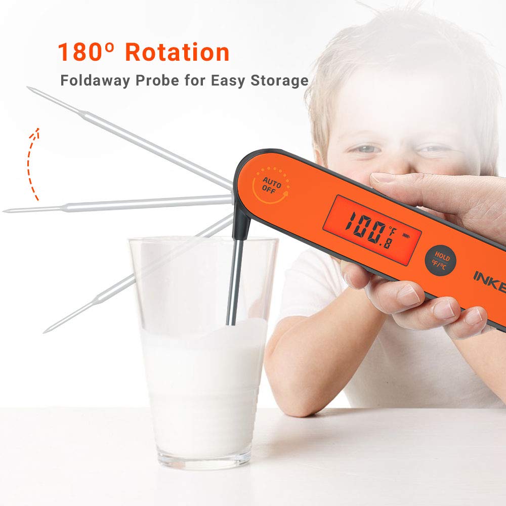 Inkbird Waterproof Instant Read Thermometer IHT-1P, Rechargeable Battery, Digital BBQ Meat Thermometer, Cooking Food Thermometer, Calibration, Magnet, Backlight for Grill,Smoker, Kitchen, Oven, Candy: Industrial & Scientific
