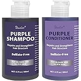 Sulfate-Free Purple Shampoo and Conditioner Set (2-Pack) for Blonde, Gray and Color-Treated Hair, Paraben-Free, Moisturizing, Color-Safe, Enhances Shine & Brightness 7.67 oz