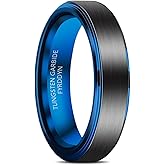 Fyrddyn Mens Tungsten Ring 6mm 8mm 10mm Blue Carbon Fiber Inlay Tungsten Carbide Ring Comfort Fit Wedding Band