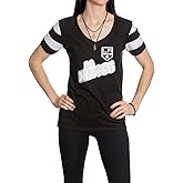 Calhoun NHL Womens Retro Varsity Short Sleeve Cotton V-Neck T-Shirt