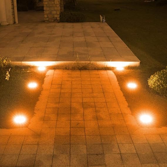 Matefielduk Lámpara de patio de jardín con luz de tierra enterrada solar a prueba de agua de 48 LED (naranja) - - Amazon.com