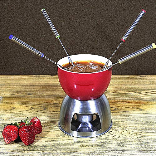 WXLAA 12pcs Stainless Steel Fondue Forks Fruit Chocolate Fountain Cheese Forks with Heat Resistant Handle - Thumbnail 4