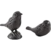 Danya B Brown Cast Iron Set of 2 Bird Sculptures - Tabletop Desk Ornaments or Decorative Paperweights