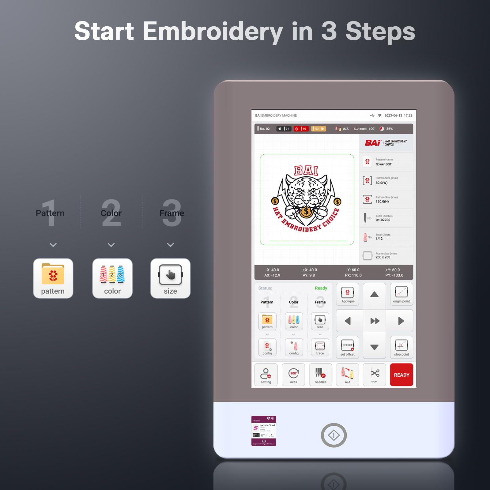 BAi The Mirror Embroidery Machine 15 Needles 20x14