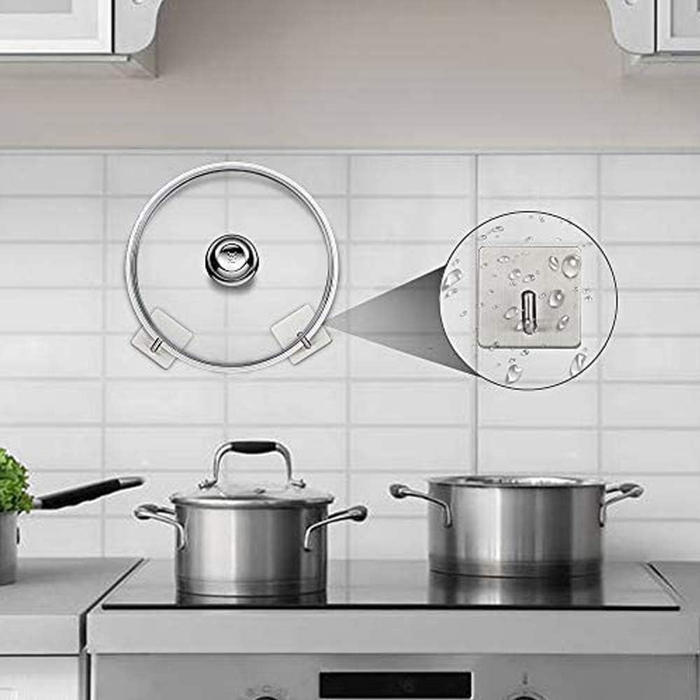 Budding Joy Adhesive Hooks Heavy Duty Stick on Wall Door Cabinet Stainless Steel Towel Coat Clothes Hooks Self Adhesive Holders for Hanging Kitchen Bathroom Home 4 Pack - - 