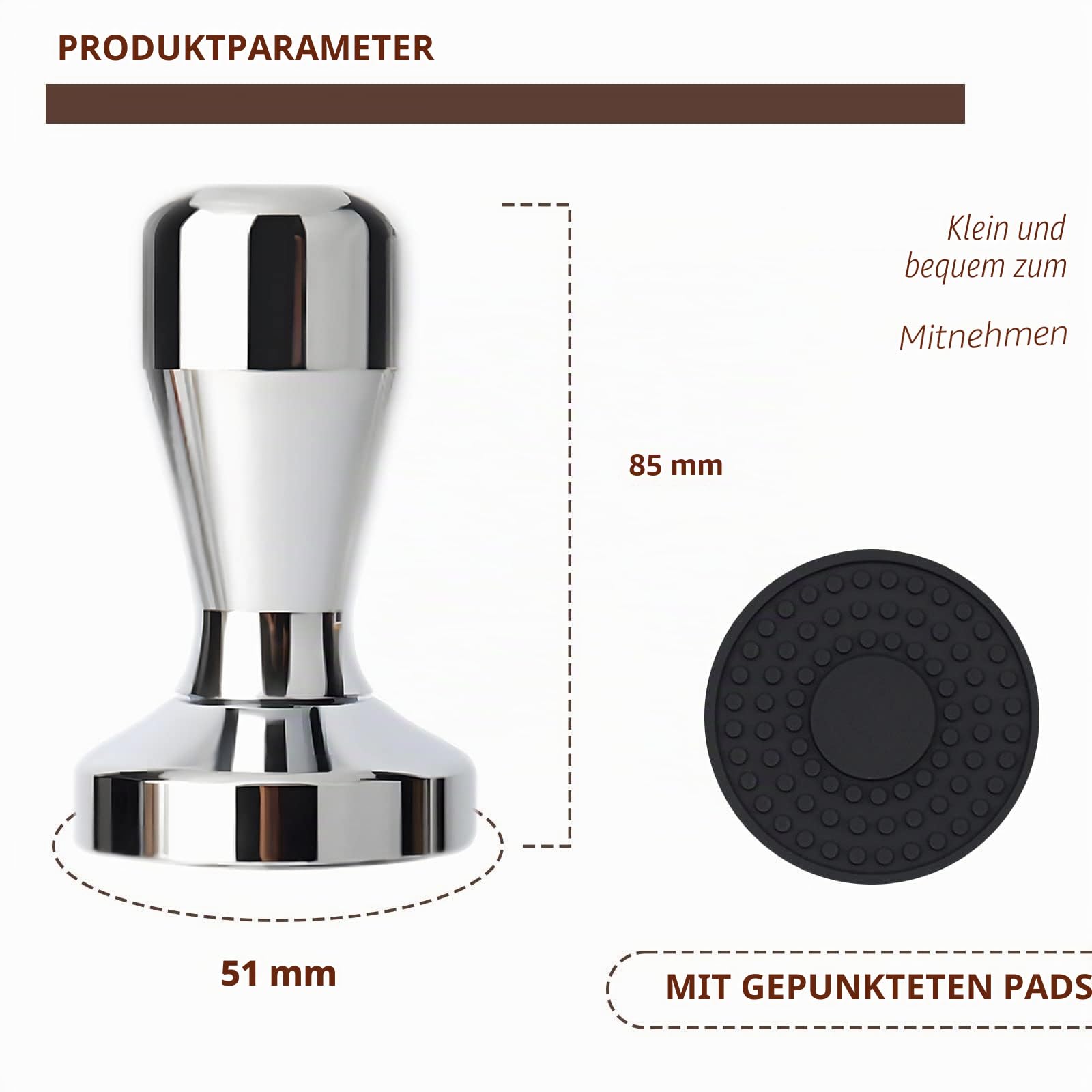 Massiver Kaffee Tamper mit Silikonmatte – Professionelles Barista-Werkzeug für Perfekte Espresso-Shots, Espresso Drücker für Espressomaschinen, Unverzichtbares Zubehör für Kaffeeliebhaber 3