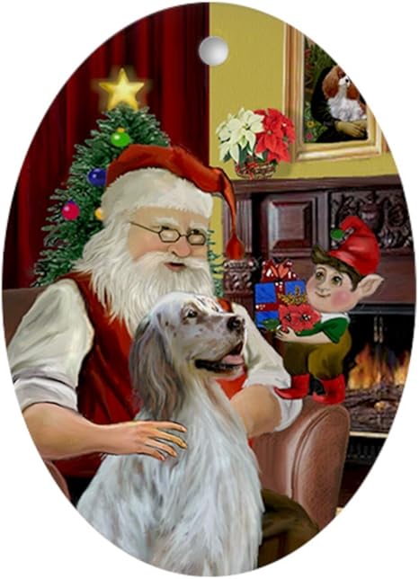 Amazon Co Jp Cafepress Santa His英語セッター楕円形オーナメント 楕円形holidayクリスマスオーナメント ホーム キッチン