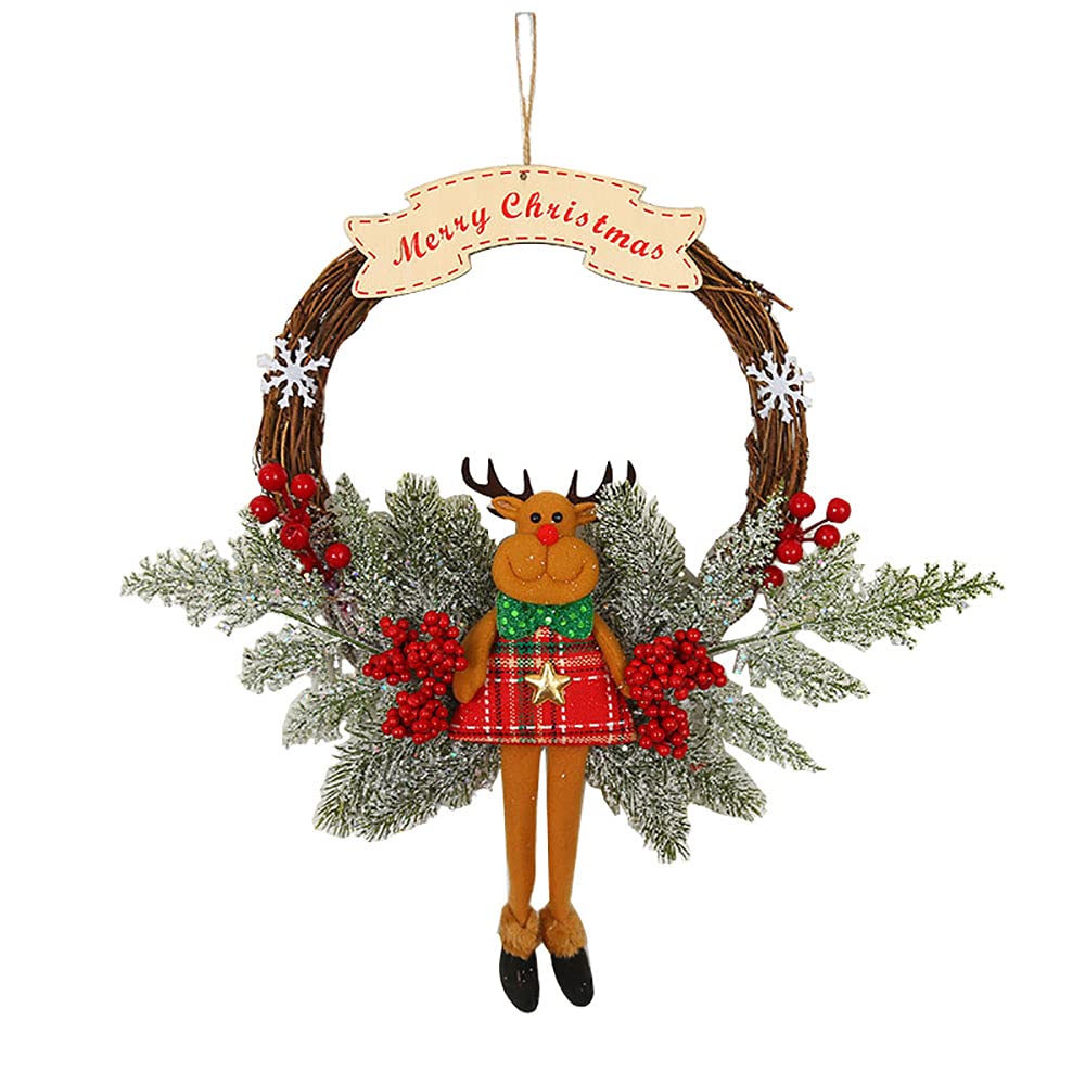 Christmas Wreath Decoration Artificial Front Door Wreath 30 cm Wreath with Bowknot Jingle Pine Cones or Snowflakes for Holiday Party Home Decor