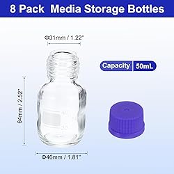 PATIKIL 8 Pack Reagent Media Storage Bottles, 50ml