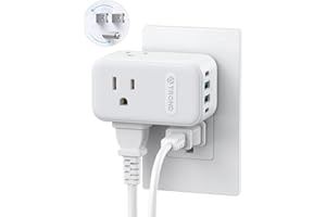 TROND Outlet Extender with 360 Rotating Plug, 3 AC Outlet Splitter with 2 PD 20W USB C Charger, USB Wall Plug Adapter, A Small Charging Station for Kitchen Bathroom Cruise Ship Travel Essentials