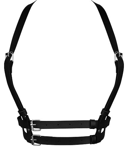 Leather Harness Women Lingerie Punk Body Harness Chain - Black Leather  Waist Belt & Leg Garter