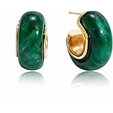 Fullpop Vintage Earrings for Women, Chunky 14K Gold Plated Resin Hoop Earrings Lightweight Hollow Drop Earrings Hypoallergenic Earrings for Women Vintage Anthropologie Jewelry Gifts for Women