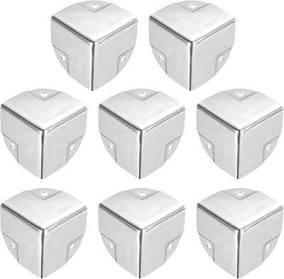 sourcing map 16pcs Metal Box Corner Protectors 40mm Silver Tone Table Desk Edge