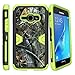 MINITURTLE Compatible with Amp 2 Case, Express 3 Case, Luna LTE Case, Samsung Galaxy J1 (2016) Cover [MAX Defense] Green Silicone and Hard Exterior Stand Shell with Clip Hunters Tree Camouflage