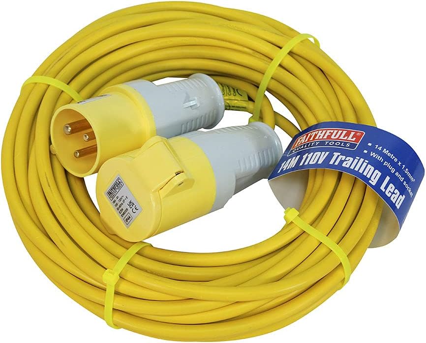 Faithfull 110V 16A 1.5mm 14m Trailing Lead Extension Cable Heavy Duty