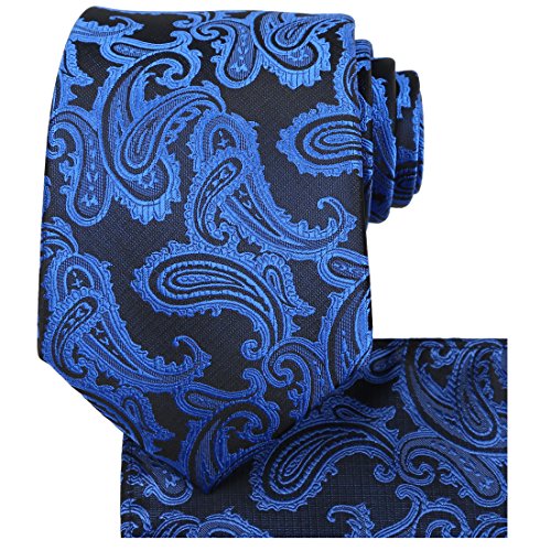 KissTies Men's Tie Set – Paisley Necktie & Matching Pocket Square In Gift Box (Machine Washable Microfiber, 57" X 3.35")