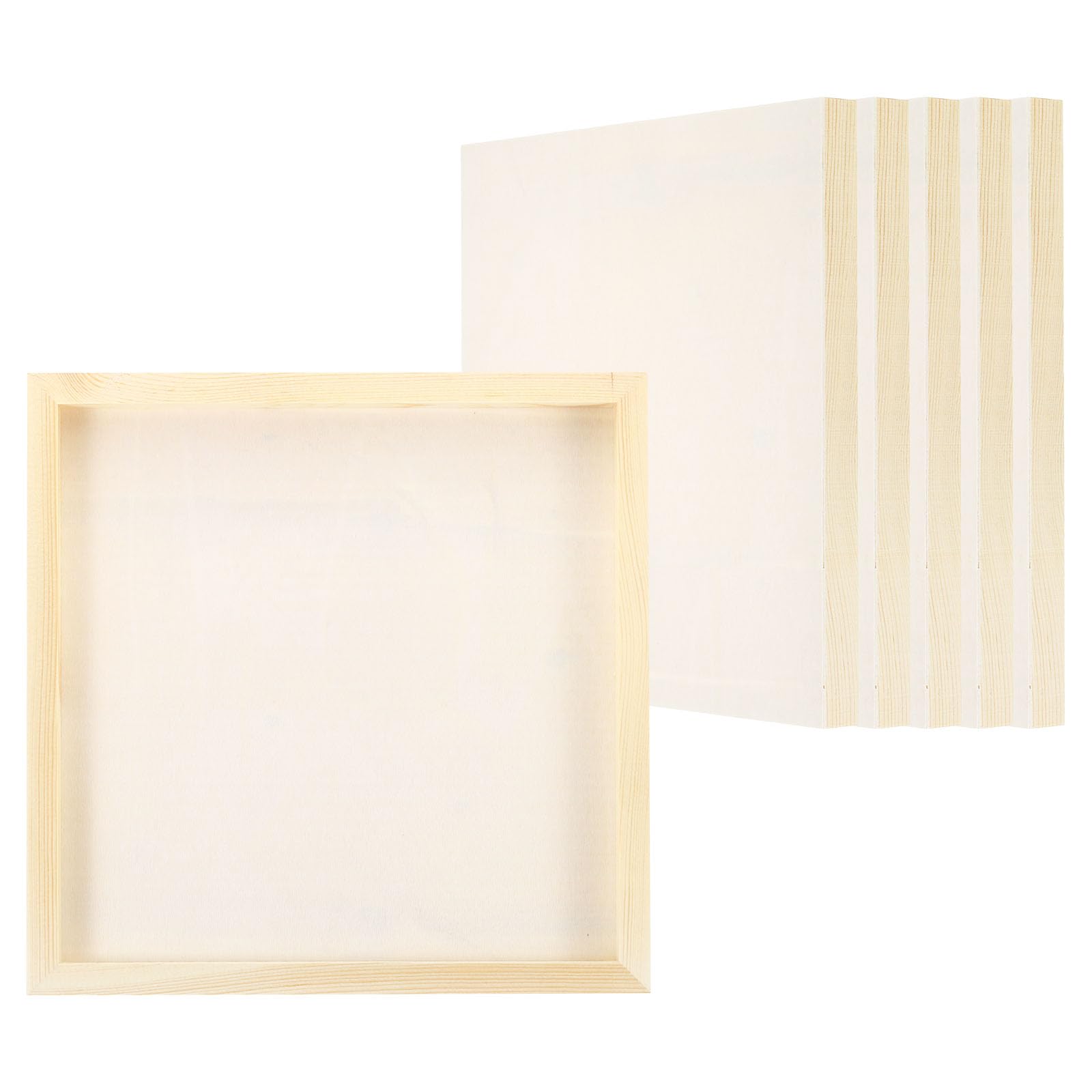 PATIKIL 10"x10" Wood Panels Board, 6 Pack Unfinished Square Art Wood Canvas Panel Painting Boards for DIY Craft Painting Use, Wood Color