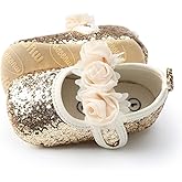 KIDSUN Infant Baby Girls Mary Jane Shoes Non-Slip Rubber Sole Ballet Slippers Princess Dress Wedding Shoe Newborn Crib Shoes First Walkers Shoes