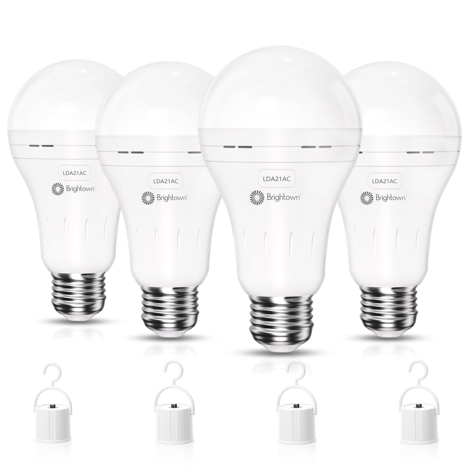 Photo 1 of A70 Rechargeable Emergency Light Bulbs, 40W Equivalent, 7W 1200mAh 6500K Daylight White 620LM Battery Operated Backup Light Bulbs for Home, Lamps, Power Outages, Camping, Hurricane, 4PC