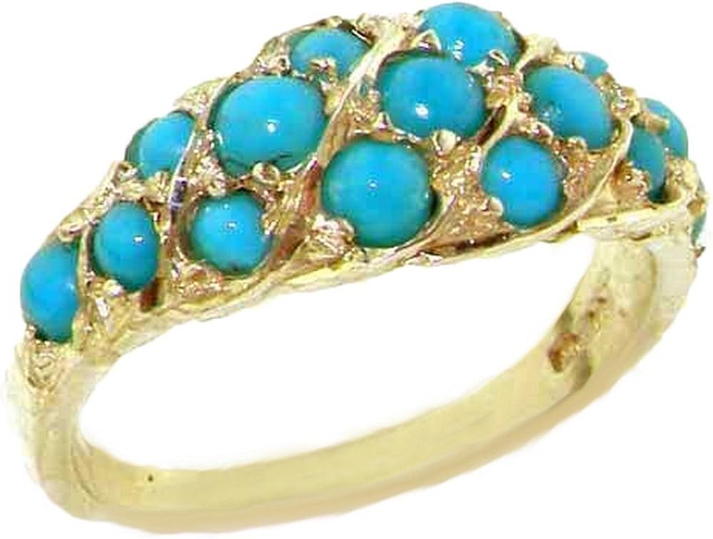 Luxury Ladies Solid 9ct Gold Vibrant Turquoise Band Ring Amazon.co.uk