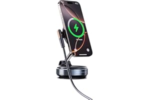 Magnetic Wireless Car Charger Mount (Proudly Canadian), Secure Vacuum Suction Holder for Dashboard & Windshield, 360° Rotatio