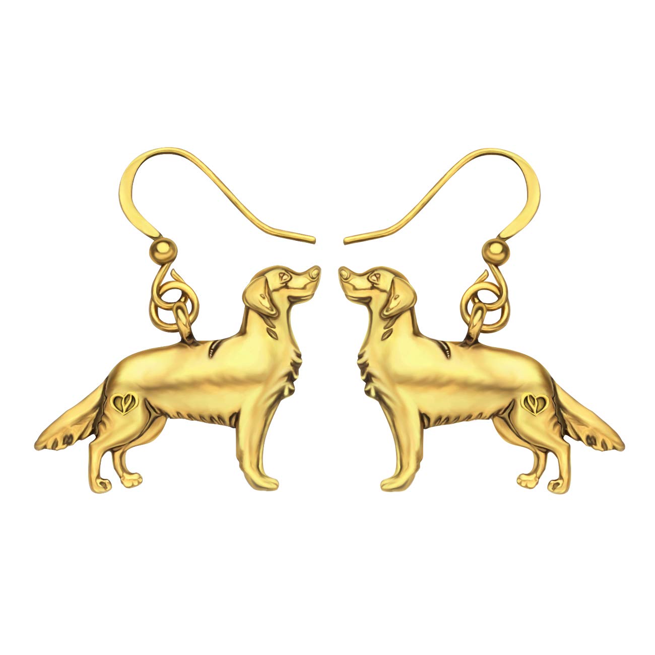 WEVENI Alloy Cute Golden Retriever Dog Earrings Dainty Dangle Drop Pet Jewelry For Women Girls Ladies Vintage Gifts (Gold Plated)