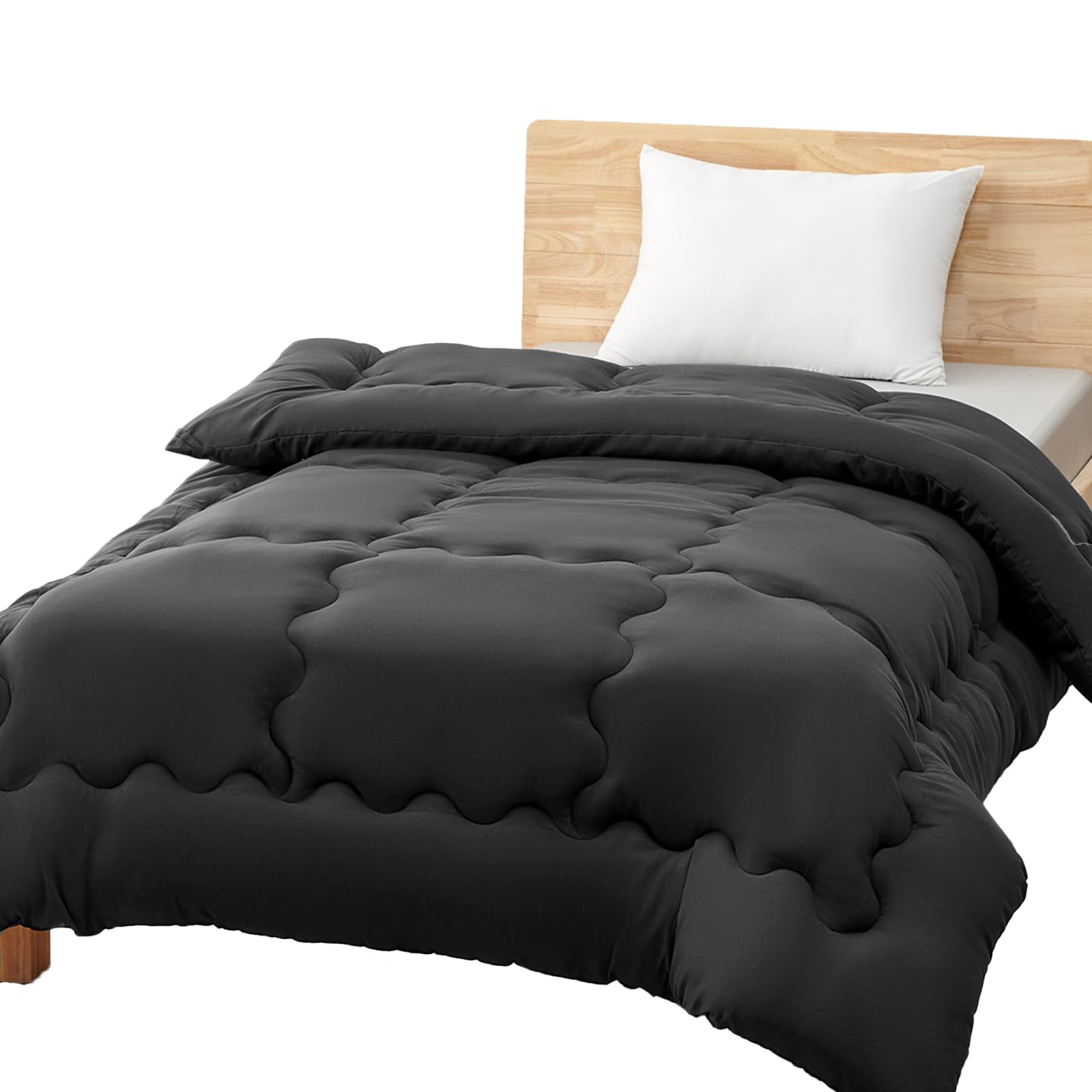 Sun Deco 掛け布団 肌掛け布団 セミダブル オールシーズン 掛けふとん【Ag+銀イオン抗菌素材】【SEK衛生認証】軽量 洗える 抗菌防臭 防ダニ 吸水速乾 暖かい かけ布団 柔らかな肌触り 約1.1KG 無地 170x210cm ライトブラック商品画像