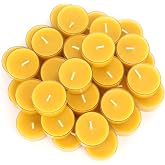 Capaniel Beeswax Tealight Candles, 36 Pack, 4 Hour Burn | Pure Beeswax, Even Clean Burn,Bulk Tea Lights for Relaxing, Meditation, Spa, Weddings and Home Decor