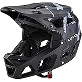 Lixada Adult Bike Helmet, Full Face Mountain Bike Helmet Lightweight Bicycle Helmet with Pads & Visor, Comfort Cycling Helmet Racing Downhill MTB Helmet for Men Women