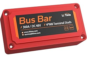Litime 300A Bus Bar, Power Distribution Block with 4*M8 Terminal Posts, Max. DC 48V for Automotive, Marine, Solar Applications and Electrical System, Red