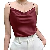 Miqieer Basic Women's Silk Tank Top Ladies V-Neck Camisole Silky Loose Sleeveless Blouse Satin Tank Shirt