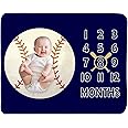 Baby Monthly Milestone Blanket Boy - Newborn Month Blanket Unisex Neutral Personalized Shower Gift Baseball Sports Nursery Decor Photography Background Prop with Frame Large 51''x40''