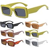 DHUGZFT Retro Trendy Rectangle Sunglasses for Women Men UV400 Protection Trendy Style Classic Sunglasses 6Pcs