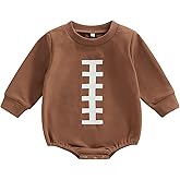 Twopumpkin Baby Boy Girl Football Outfit Sweatshirt Onesie Bubble Romper Costume Cute Fall Clothes 0-3 Months Brown