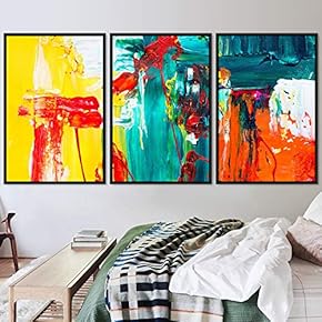 signwin 3 Piece Framed Canvas Wall Art Abstract...