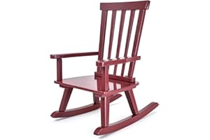 Hngilkoo Kids Rocking Chair for Toddler and Small Baby Wooden Comfy Rocker Furniture Indoor Cozy Recliner for Bedroom Living Room Lounge Outdoor Red