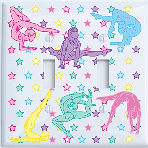 Double Toggle Gymnastic Light Switch Plates Covers / Dance Gymnastic Wall Decor (Double Toggle)