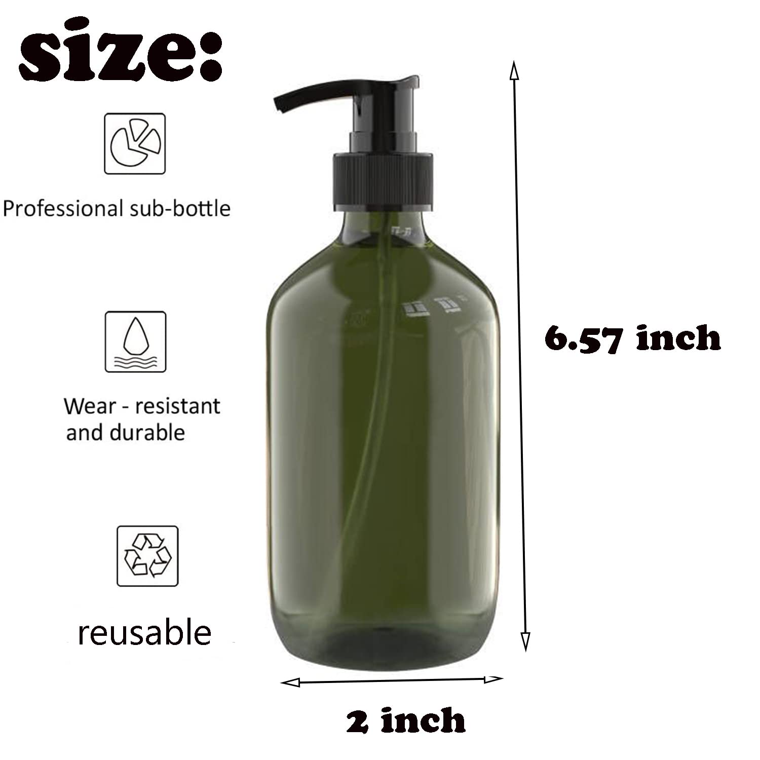 2 PCS 10 OZ Pump Bottle Plastic Pump Lotion Dispenser Empty Bottles Refillable Plastic Containers for Shampoo Lotion Body Wash, Creams, Moisturizer, Massage Oil, Multicolor