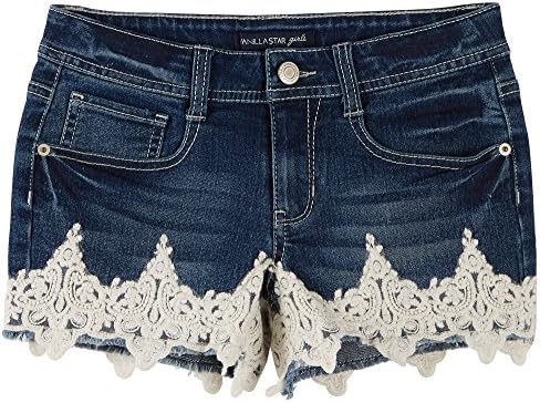 Vanilla Star Big Girls Denim Crochet Shorts 14 Dark marilyn denim blue