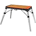 Disston 30146A OmniTable 4 in 1 Portable Workbench Work Table Dolly Scaffold and Creeper Adjustable Height with Folding Legs with Free Blu-MOL Jigsaw Blade Set (E0130146)