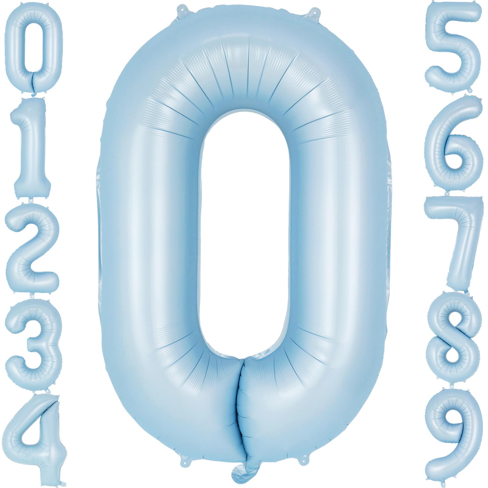 Photo 1 of Light Blue Number 0 Balloon, 40 Inch Big Large Foil Number Balloons, Giant Mylar Number 0 Balloons for Birthday Baby Party Decorations Supplies Anniversary