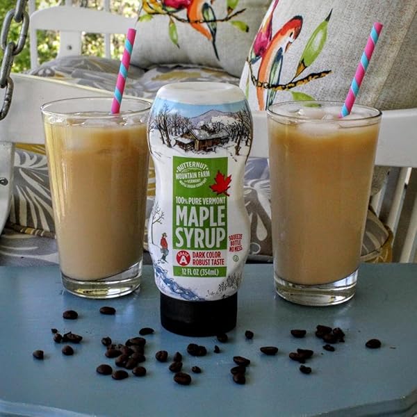 BUTTERNUT MOUNTAIN FARM PURE MAPLE SYRUP FROM VERMONT, GRADE A (PREV. GRADE B), DARK COLOR, ROBUST TASTE, ALL NATURAL, EASY SQUEEZE, 12 FL OZ