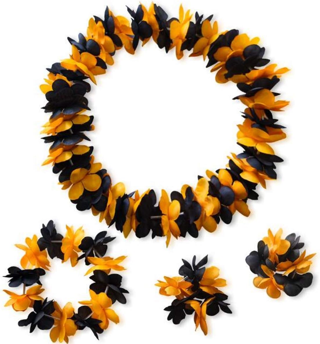 CISMARK Hawaiian Flower Leis Jumbo Necklace Bracelets Headband Set